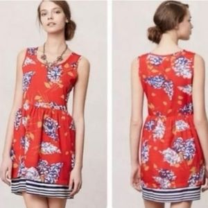 Anthropologie Porridge Red Petaluma Floral Dress